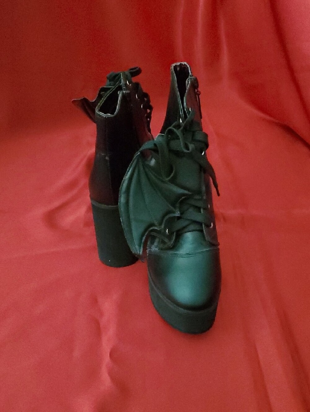 Hot Topic’s Iron Fist's Bat Royalty Black Platform Lace-Up Boots - Picture 10 of 16